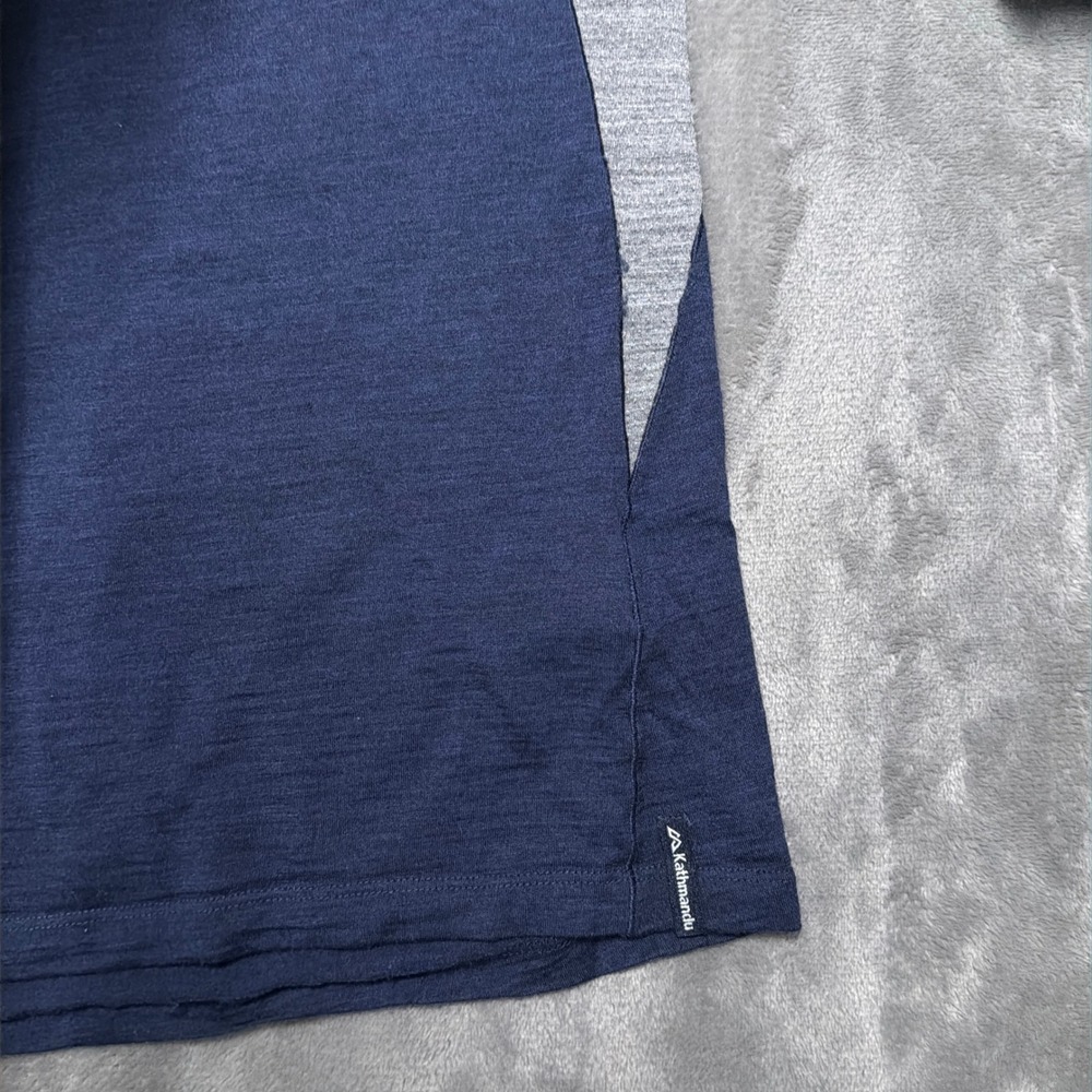 Kathmandu Merino195 1/4 Zip Pullover Mens Large Navy Blue Wool Base Layer Top - Picture 7 of 11